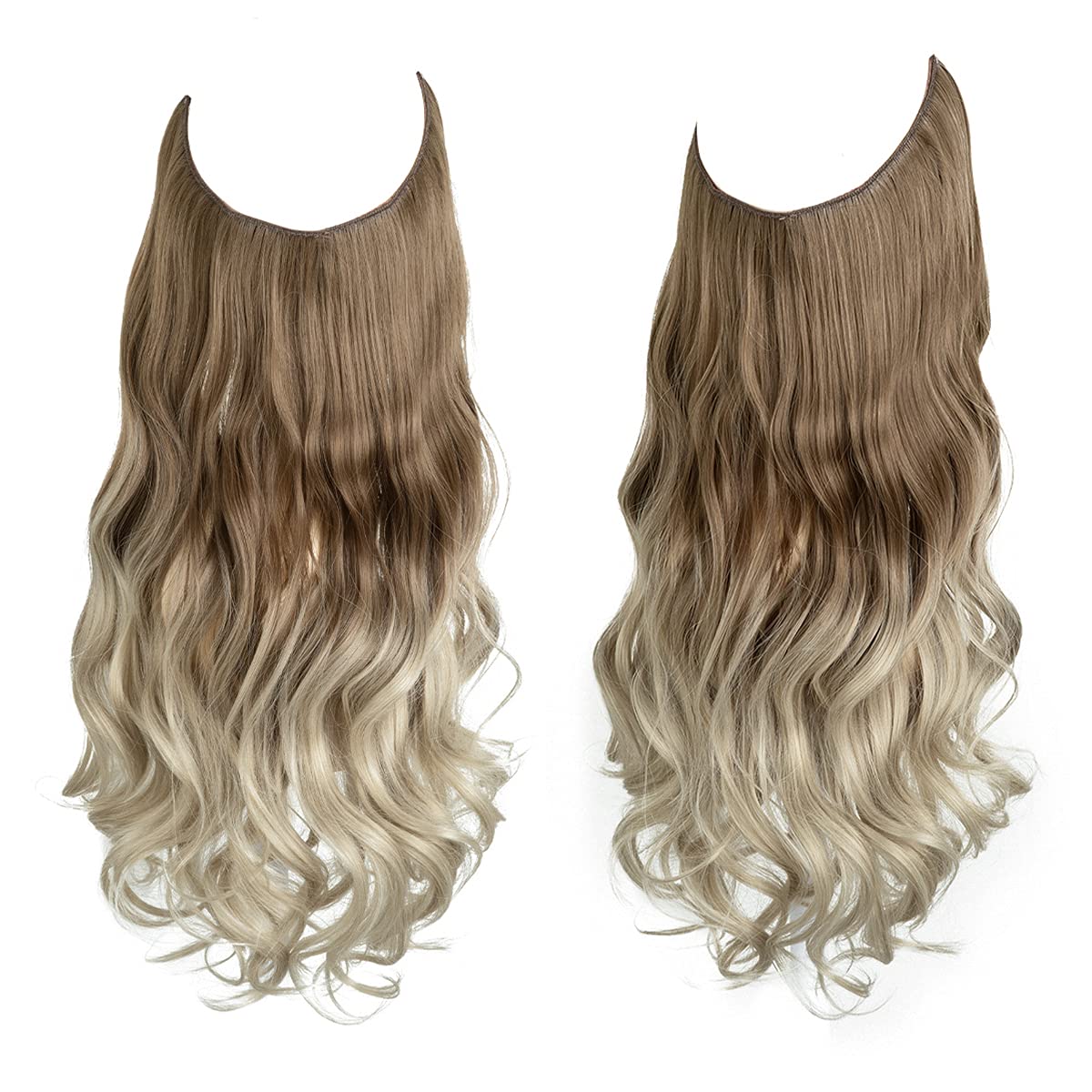 Brun à blond cendré avec extensions de cheveux blond platine