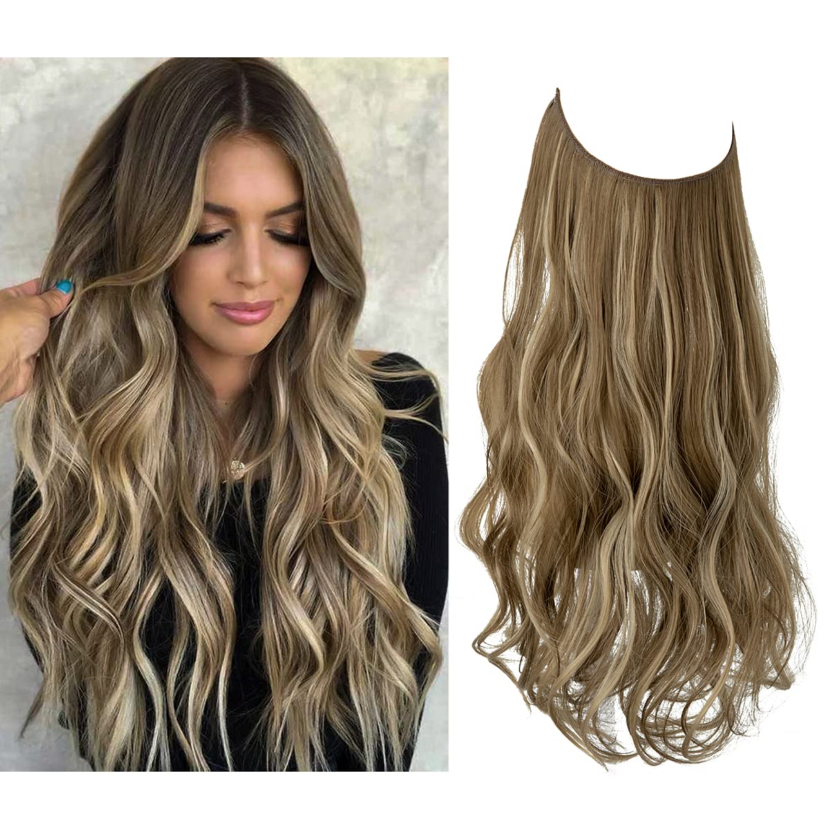 Extensions de cheveux brun moyen/blond cendré