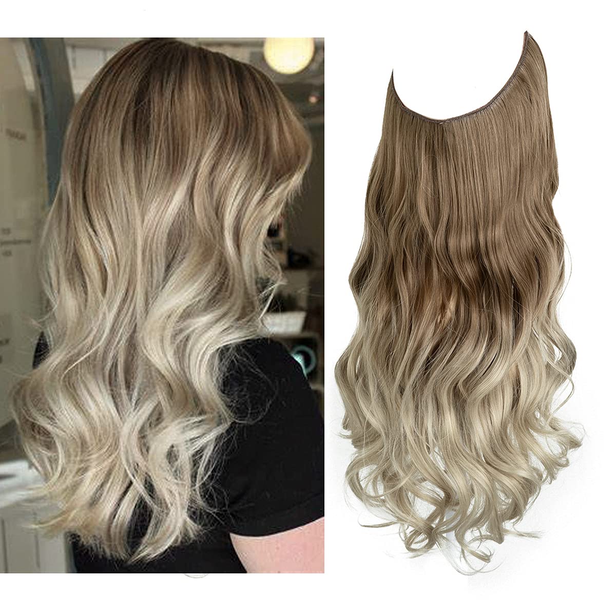 Brun à blond cendré avec extensions de cheveux blond platine