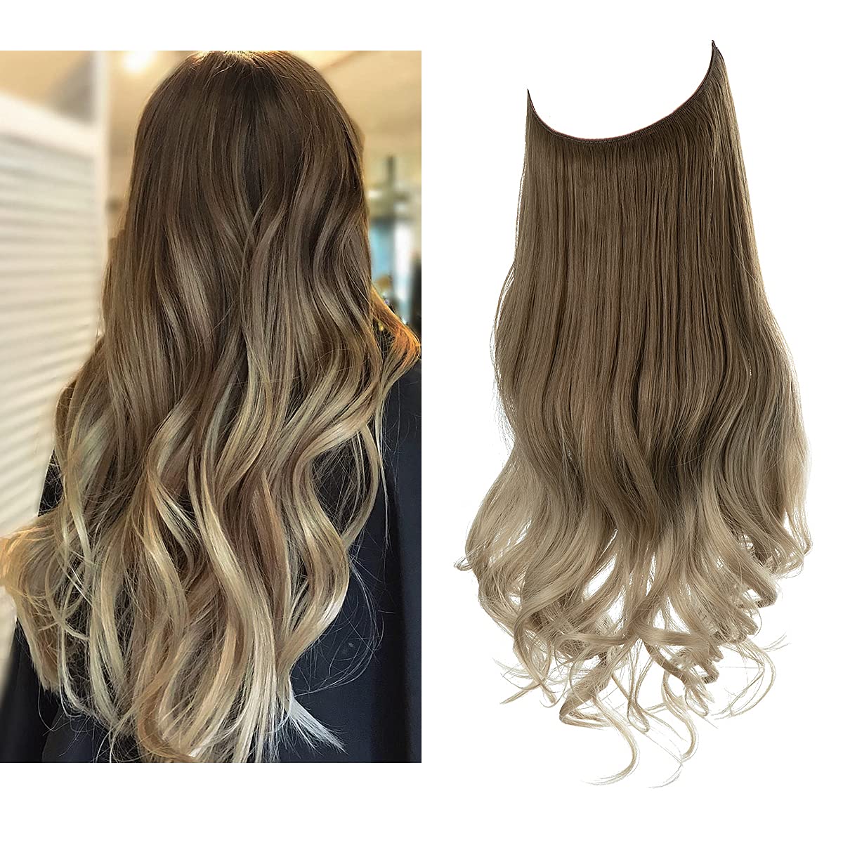 Extensions de cheveux bruns à blond cendré