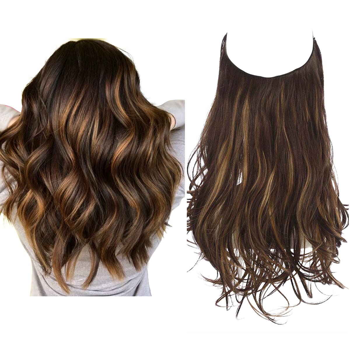 Extensions de cheveux brun foncé/doré