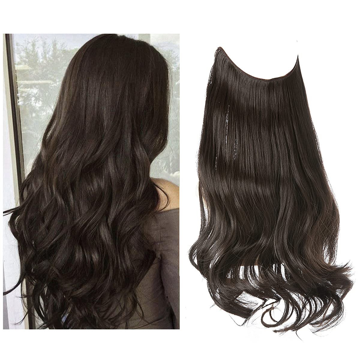 Extensions de cheveux brun foncé