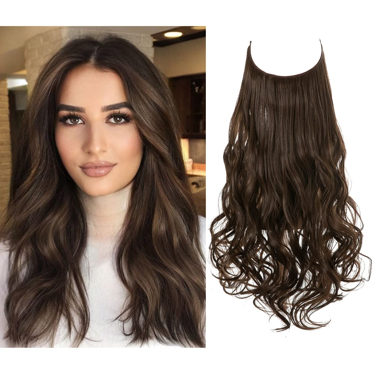 Extensions de cheveux brun moyen cendré