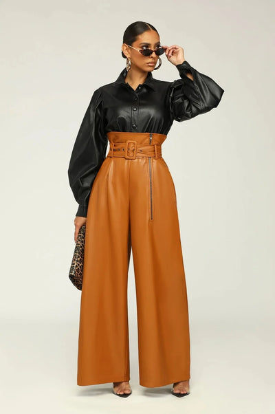Dila | Pantalon Taille Haute avec Ceinture