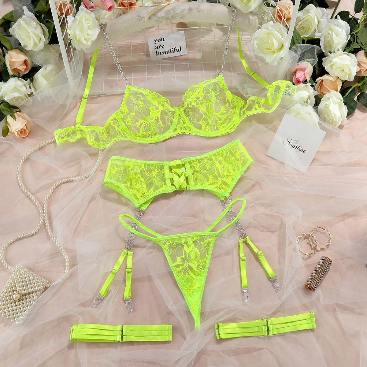 Jade | Ensemble de Lingerie Français 3-Pièces